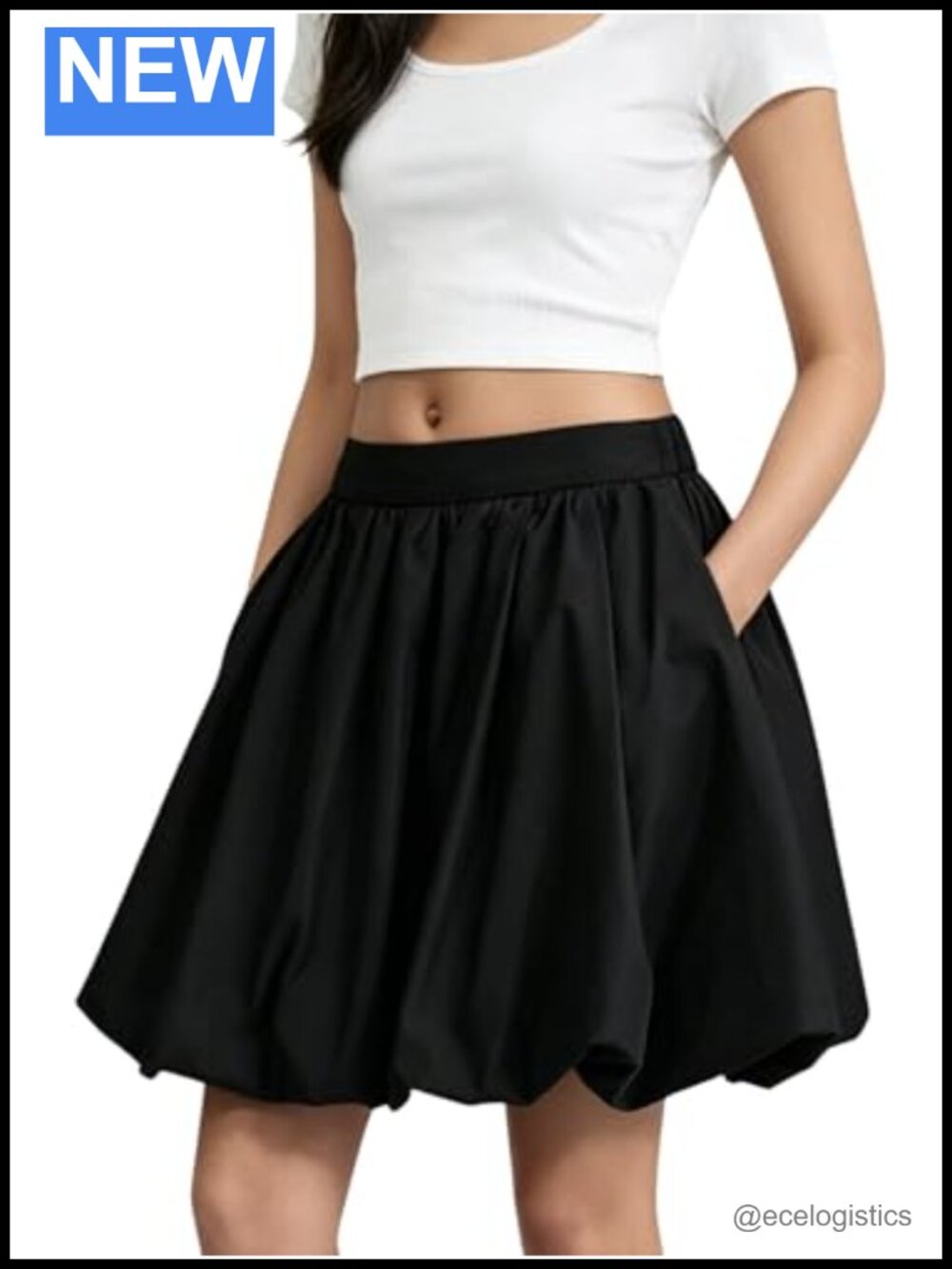 Milumia Women's Bubble Skirt Mid Waist A-Line Flared Hem Puffy Midi Skirts